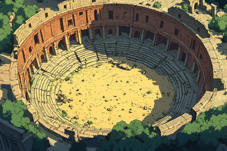 Colosseum ruins in Rome, Italy. 3D renderingの素材