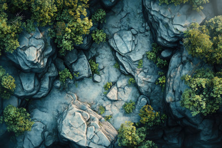 Aerial view of the rocks in the forest. Nature composition.の素材
