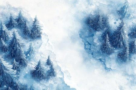 Winter forest. Winter landscape. Snow covered trees. Christmas background.の素材