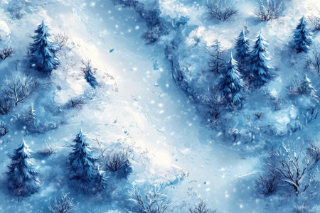 Winter forest with snowflakes. Christmas and New Year background.の素材
