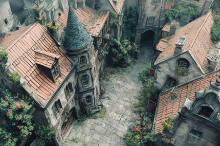 Aerial view of the old town of Tallinn, Estonia.の素材