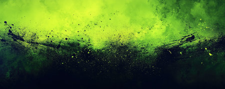 Abstract grunge background with green and black spots and splashes.の素材