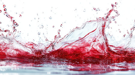 red wine splashing isolated on white background. extreme closeup.の素材