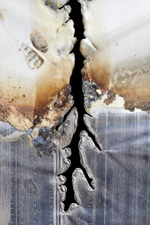faulty aluminum welding seam of compound water pipe for floor heatingの写真素材