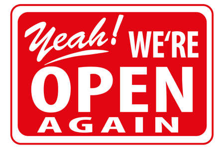 Open again sign for business reopening.のイラスト素材