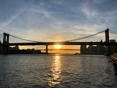 Sunset over East River, New York