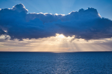 beautiful light effects between clouds