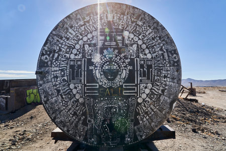 Uyuni, Bolivia - 06 30 19: old rusty trains at the antique train cemetery close to the salt flats of Uyuni in Bolivia, rusting away in the sun. Lost places at the salar de Uyuni, Alti plano.のeditorial素材