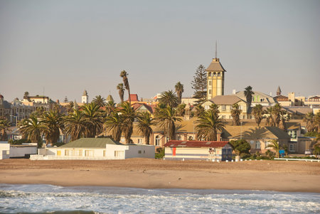 Swakopmund, Namibia - 07 18 2013 City scape skylineのeditorial素材