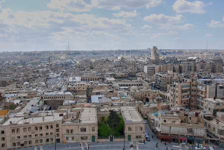 view over the city center of Aleppo old town in Syria prior to the war against Isis