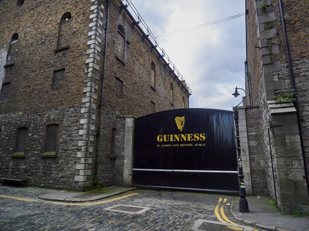 Dublin, Ireland - 09 25 2015: wooden gate at the Guinness beer brewery in Dublinのeditorial素材