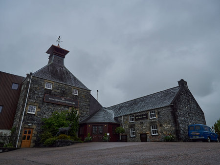 Dufftown, Scotland - 05 22 2018: old stone building of the popular and traditional Glenfiddich distillery in Scotland.のeditorial素材