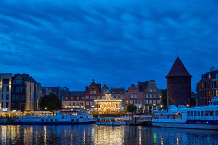 Cityscape of the historic old town in the center of Gdansk, Danzig in Poland with ancient buildings...