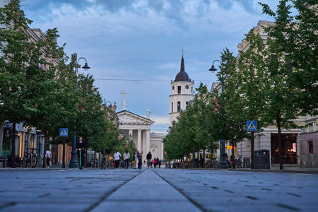Vilnius, Lithuania - 06 28 2023: historic old town in the city center of Vilnius, a popular travel...
