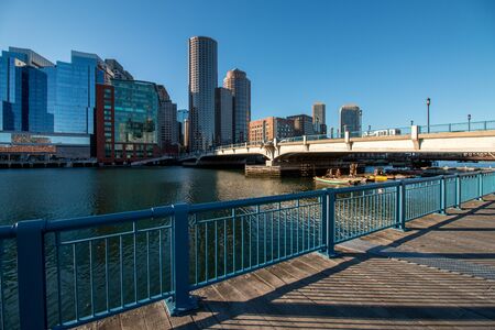 Boston USA-February 26 2016: Boston city skyline tower and urban skyscrapersのeditorial素材