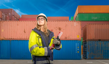 a female foreman in logistics as a dock worker