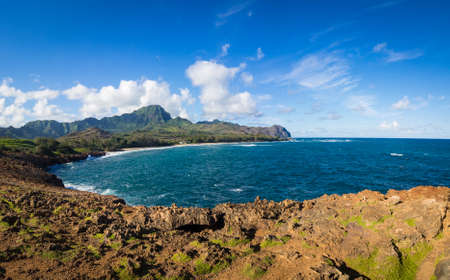Gillen Beach from Maha' elepu Heritage Trail, near Shipwreck Beach, Koloa, Kauai, Hawaii, USAの写真素材
