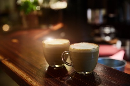 instant coffee morning with sun raysの写真素材