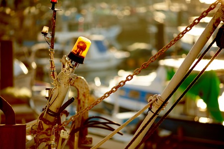 Wooden port bridge with chargers to yachts in Puerto De Mogan on Gran Canaria.の写真素材