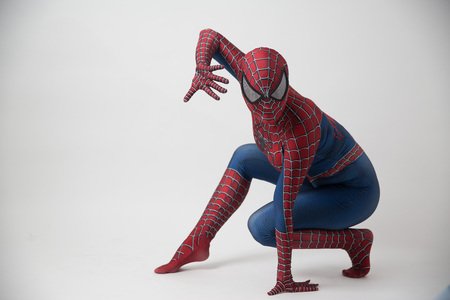 Israel, Tel Aviv may 14, 2019: Spider-Man model upside down on billboards at Thung Bua Chom floating marketのeditorial素材