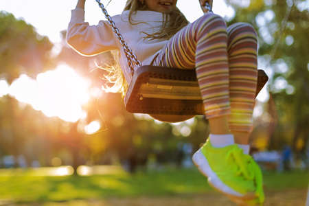 child playing on the playgroundの写真素材