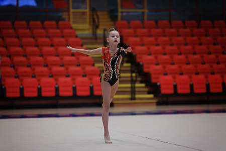 Rhythmic Gymnastics Championships, Podium Training, empty hall from fans from quarantineの写真素材