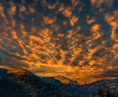 Wonderful nature landscape. majestic sky over the mountain in morning. picturesque dramatic scene. beauty of the world. creative artistic imageの写真素材