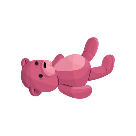 Vector teddy bear toy lying on its back isolated on white backgrounds. Element for children's tags, postcards, greetings, mascot, coloring.のイラスト素材