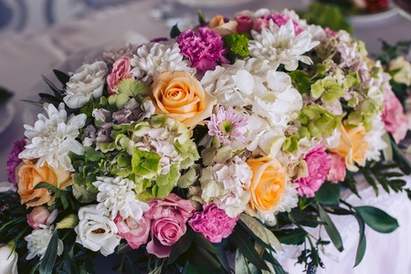 Large wedding bouquet of beautiful flowersの写真素材