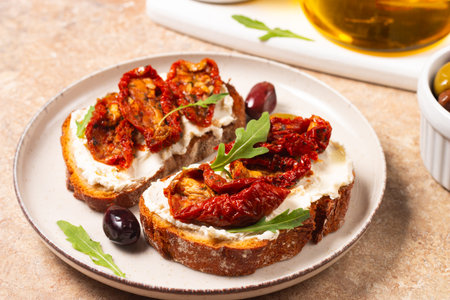 bruschetta with sun-dried tomatoesの写真素材