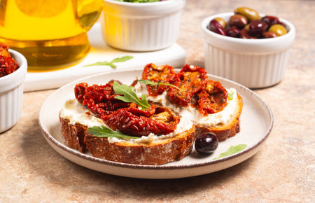 Sandwiches with sun-dried tomatoes