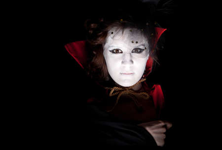 closeup portrait of a young female vampireの写真素材