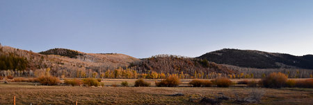 Panoramic Landscape view from Kamas and Samak off Utah Highway 150, view of backside of Mount...