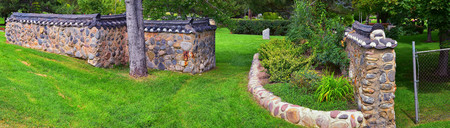 Views from the International Peace Gardens which is a botanical garden located in Jordan Park in Salt Lake City, Utah which was conceived in 1939 and dedicated in 1952. United States.の写真素材