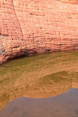 Views from the Lower Sand Cove trail to the Vortex formation, by Snow Canyon State Park in the Red Cliffs National Conservation Area, by Gunlock and Saint George, Utah, United States.の写真素材
