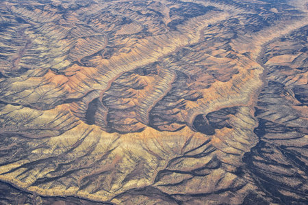 Colorado Rocky Mountains Aerial panoramic views from airplane of abstract Landscapes, peaks, canyons...