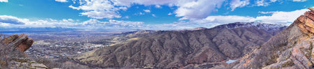 Salt Lake Valley and City panoramic views from the Red Butte Trail to the Living Room, Wasatch...