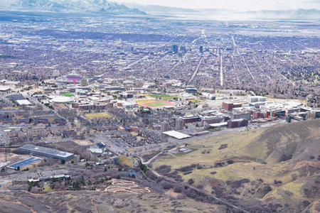 Salt Lake Valley and City panoramic views from the Red Butte Trail to the Living Room, Wasatch...