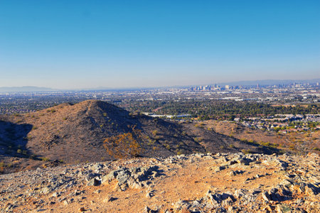 South Mountain Park and Preserve Views from Pima Canyon Hiking Trail, Phoenix, Southern Arizona desert. United States.の写真素材