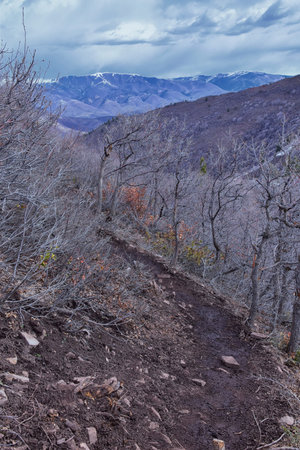 Grandeur Peak hiking trail loop views spring back around Bonneville Shoreline Pipe Line Overlook...