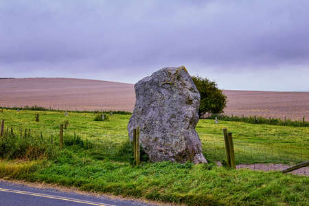 Avebury Stone Circle Henge monument standing in Wiltshire, southwest England, one of the best known prehistoric largest megalithic sites in the world. Britain, United Kingdom. UK.の写真素材