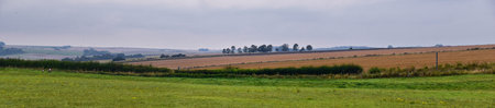 England lush pastures and farmlands in the United Kingdom. Beautiful English countryside with...