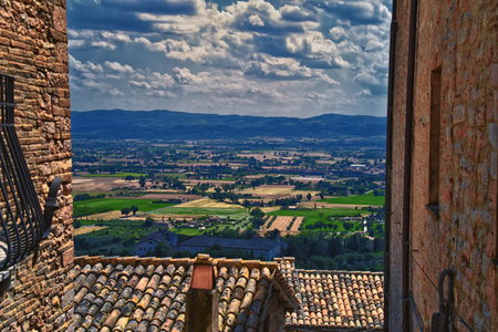 Assisi Province of  Perugia in the Umbria region, hill town views, rural landscape in summer. Italy 2023.の写真素材