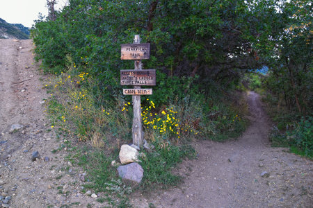 Hiking Trail Sign Lone Peak Jacobâ€™s Ladder Wasatch Ricky Mountains, Salt Lake, Utah. USA.
