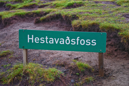 Hestavaosfoss, Fosstorufoss, Steinbogafoss waterfalls above Skogafoss waterfall summer 2024 Ring Road South coast of Iceland, Scandinavia, Europe.の写真素材