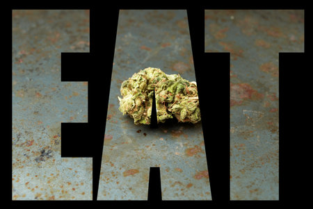 Weed, Medical Marijuana Grunge Detail in eat word