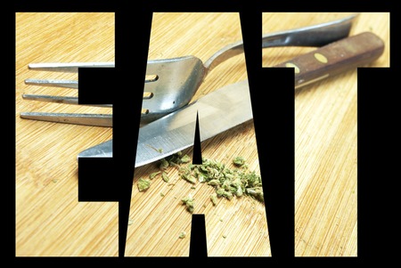 Weed, Medical Marijuana Grunge Detail in eat wordの写真素材