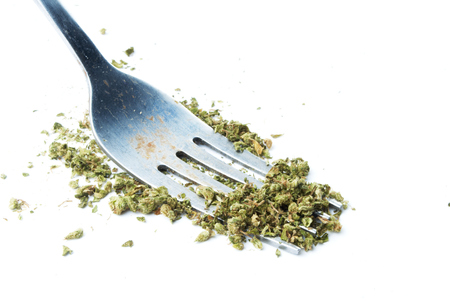 Weed, Medical Marijuana Grunge Detail with forkの写真素材