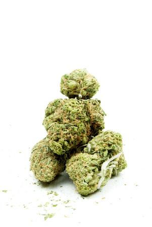 Marijuana and Cannabis Legalization, Objects on White Background, Medical and Recreational Weedの写真素材