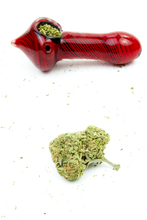 Marijuana and Cannabis Legalization, Objects on White Background, Medical and Recreational Weedの写真素材
